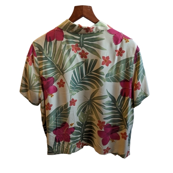 Women's Hawaiian shirt 100% silk, with beads around the big flowers size XL - Picture 2 of 7